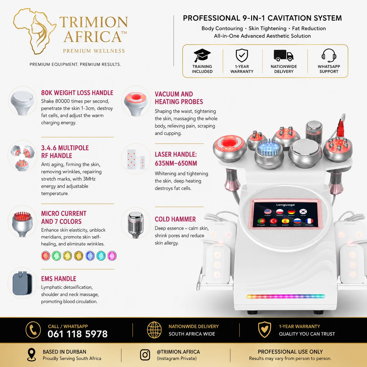 TRIMION AFRICA 9-in-1 cavitation system poster
